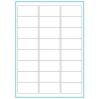A4-24, 24 Stansade etiketter/ark, 64,0 x 33,9 mm, vit matt, 100 ark - Etiketter på A-4 ark, vit matt