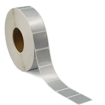 Silver polyester etiketter, på rulle, 25x25 mm - Neutrala etiketter till etikettskrivare
