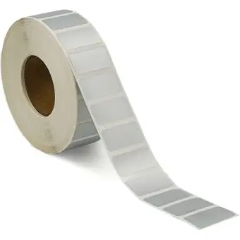 Silver polyester etiketter, på rulle, 30x15 mm - Silverpolyester-etiketter