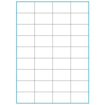 A4-36 slids, 36 stansade etiketter/ark, 52,5 x 32,8 mm, vit matt, 100 ark - Etiketter på A-4 ark, vit matt