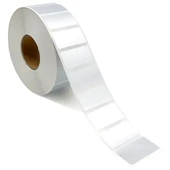 Silver polyester etiketter, på rulle, 40x20 mm - Silverpolyester-etiketter