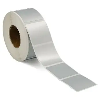 Silver polyester etiketter, på rulle, 40x40 mm - Silverpolyester-etiketter