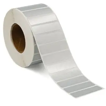 Silver polyester etiketter, på rulle, 45x12 mm - Silverpolyester-etiketter