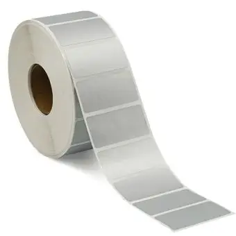 Silver polyester etiketter, på rulle, 50x25 mm - Silverpolyester-etiketter