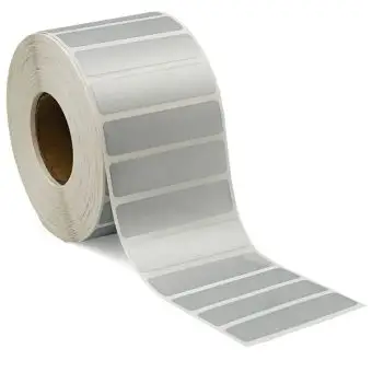 Silver polyester etiketter, på rulle, 60x15 mm - Silverpolyester-etiketter