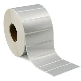 Silver polyester etiketter, på rulle, 70x35 mm - Silverpolyester-etiketter
