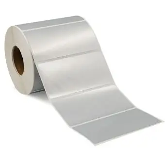 Silver polyester etiketter, på rulle, 100x50 mm - Silverpolyester-etiketter