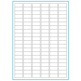 A4-120, 120 Stansade etiketter/ark, 30,0 x 14,0 mm, vit matt, 100 ark - Etiketter på A-4 ark, vit matt
