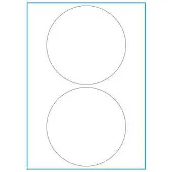 A4-Ø140, 2 Stansade etiketter/ark, Ø140 mm, vit matt, 100 ark - Etiketter på A-4 ark, vit matt