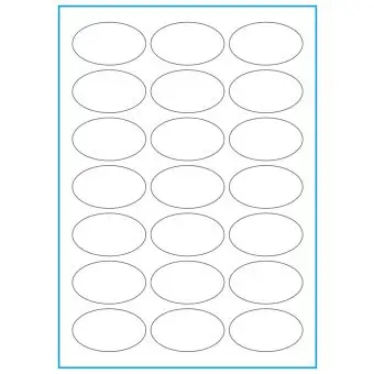 A4-21 ovala, 21 Stansade etiketter/ark, 60,0 x 35,0 mm, vit matt, 100 ark - Etiketter på A-4 ark, vit matt