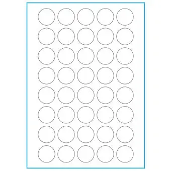 A4-Ø30, 40 Stansade etiketter/ark, Ø30 mm, vit matt, 100 ark - Etiketter på A-4 ark, vit matt