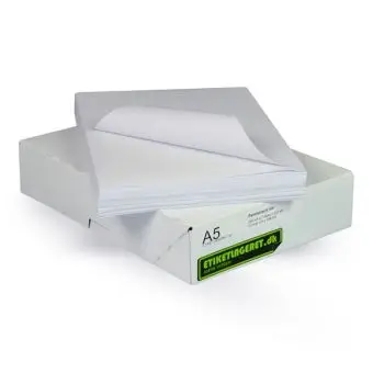 Transportetiketter på ark, A5 - 148 x 210 mm - 250 etiketter/låda - Transportetiketter til frakt