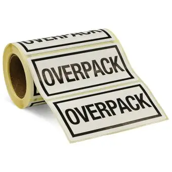 Advarsel, Overpack, 100 x 50 mm, 500 stk. - Förtryckta etiketter