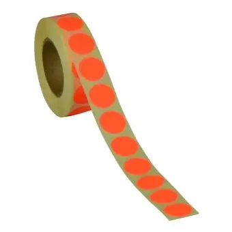 Rund etiket, Ø19, röd neon, permanent lim, 1000 st. - Runda etiketter