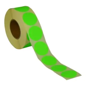 Rund etiket, Ø32, grön neon, 1000 st. - Runda etiketter