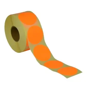 Rund etiket, Ø50, orange neon, permanent lim, 1000 st. - Runda etiketter