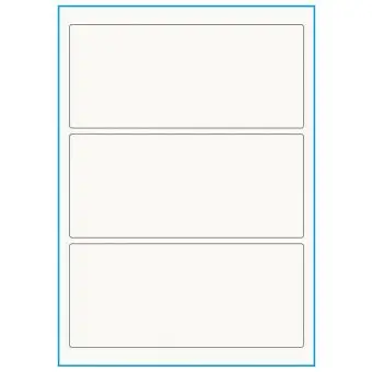 A4-3, 100% Recycled 3 stansade etiketter/ark, 198,0 x 85,0 mm, benvit/matt, 75 ark - A4, A5 & A6 etiketter i ark