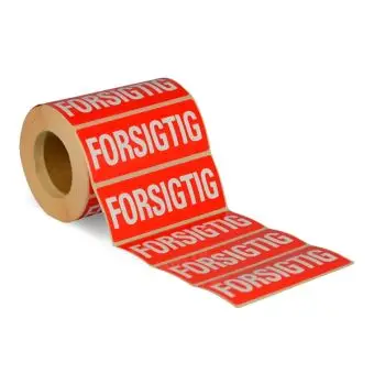 Advarsel, Forsigtig, 90 x 35 mm, 500 stk. - Förtryckta etiketter