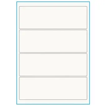 A4-4 smal, 100% Recycled 4 stansade etiketter/ark, 195,0 x 65,0 mm, benvit/matt, 75 ark - A4, A5 & A6 etiketter i ark