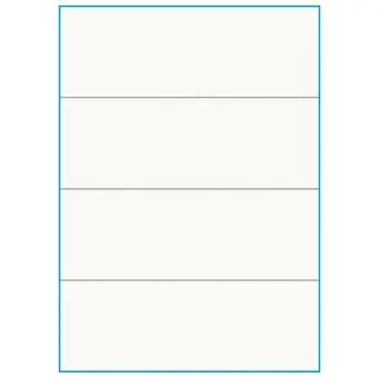 A4-4-smal slids, 100% Recycled, 4 stansade etiketter/ark, 210,0 x 73,8 mm, benvit/matt, 75 ark - A4, A5 & A6 etiketter i ark