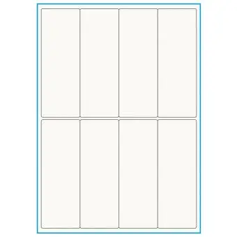 A4-8 smal, 100% Recycled 8 stansade etiketter/ark, 50,0 x 140,0 mm, benvit/matt, 75 ark - A4, A5 & A6 etiketter i ark
