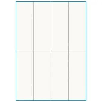 A4-8-smal slids, 100% Recycled, 8 stansade etiketter/ark, 52,5 x 147,6 mm, benvit/matt, 75 ark - A4, A5 & A6 etiketter i ark