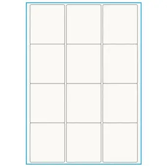 A4-12, 100% Recycled 12 stansade etiketter/ark, 63,5 x 72,0 mm, benvit/matt, 75 ark - A4, A5 & A6 etiketter i ark