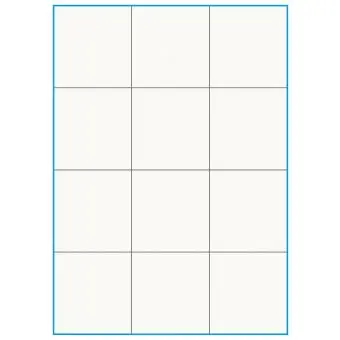 A4-12 slids, 100% Recycled, 12 stansade etiketter/ark, 70,0 x 73,8 mm, benvit/matt, 75 ark - A4, A5 & A6 etiketter i ark