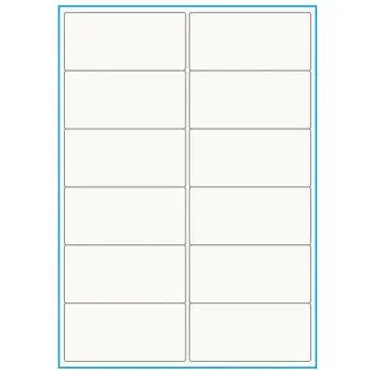 A4-12 smal, 100% Recycled 12 stansade etiketter/ark, 99,1 x 47,5 mm, benvit/matt, 75 ark - A4, A5 & A6 etiketter i ark