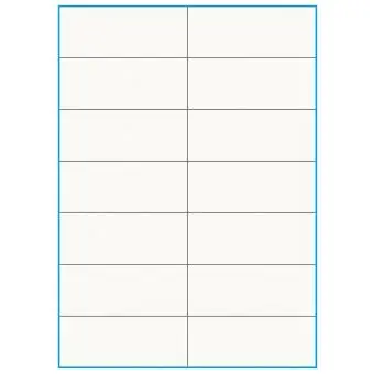 A4-14 slids, 100% Recycled, 14 stansade etiketter/ark, 105,0 x 42,2 mm, benvit/matt, 75 ark - A4, A5 & A6 etiketter i ark