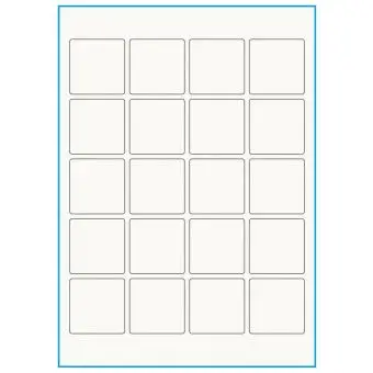 A4-20 kvad., 100% Recycled 20 stansade etiketter/ark, 45,0 x 45,0 mm, benvit/matt, 75 ark - A4, A5 & A6 etiketter i ark