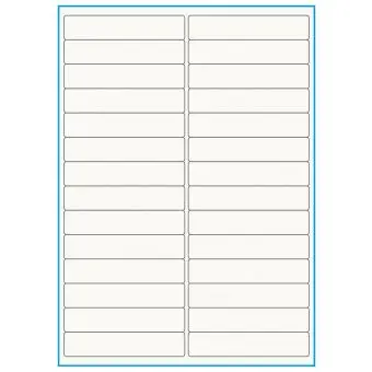 A4-28, 100% Recycled 28 stansade etiketter/ark, 99,0 x 20,0 mm, benvit/mattt, 75 ark - A4, A5 & A6 etiketter i ark