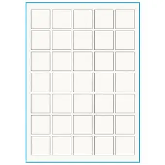 A4-35 kvad., 100% Recycled 35 stansade etiketter/ark, 35,0 x 35,0 mm, benvit/matt, 75 ark - A4, A5 & A6 etiketter i ark