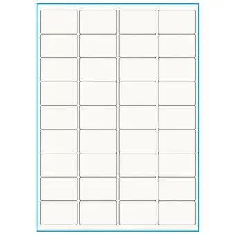 A4-36, 100% Recycled 36 stansade etiketter/ark, 48,0 x 31,0 mm, benvit/matt, 75 ark - A4, A5 & A6 etiketter i ark