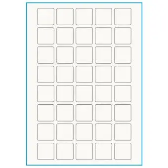 A4-40 kvad., 100% Recycled 40 stansade etiketter/ark, 30,0 x 30,0 mm, benvit/matt, 75 ark - A4, A5 & A6 etiketter i ark