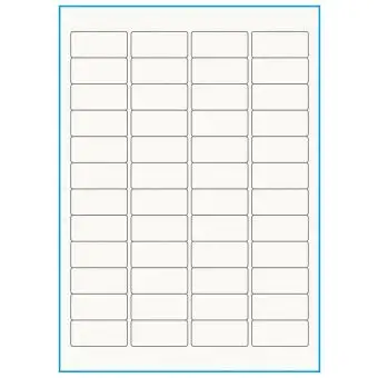 A4-48, 100% Recycled 48 stansade etiketter/ark, 45,7 x 21,2 mm, benvit/matt, 75 ark - A4, A5 & A6 etiketter i ark
