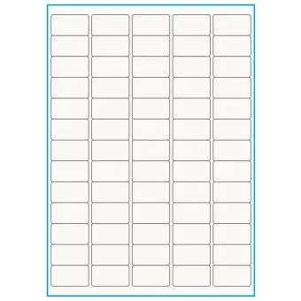 A4-65, 100% Recycled 65 stansade etiketter/ark, 38,1 x 21,2 mm, benvit/matt, 75 ark - A4, A5 & A6 etiketter i ark