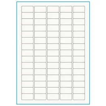 A4-75, 100% Recycled 75 stansade etiketter/ark, 34,0 x 18,0 mm, benvit/matt, 75 ark - A4, A5 & A6 etiketter i ark
