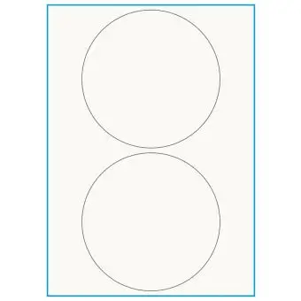 A4-Ø140, 100% Recycled 2 stansade etiketter/ark, Ø140 mm, benvit/matt, 75 ark - A4, A5 & A6 etiketter i ark
