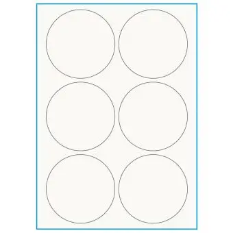 A4-Ø90, 100% Recycled 6 stansade etiketter/ark, Ø90 mm, benvit/matt, 75 ark - A4, A5 & A6 etiketter i ark