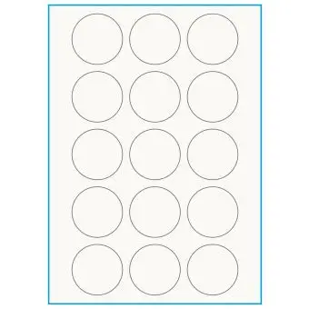 A4-Ø50, 100% Recycled 15 stansade etiketter/ark, Ø50 mm, benvit/matt, 75 ark - A4, A5 & A6 etiketter i ark