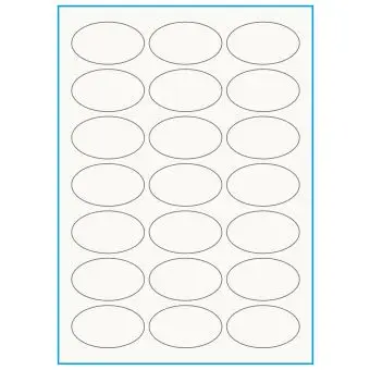 A4-21 ovala, 100% Recycled 21 stansade etiketter/ark, Ovala 60,0 x 35,0 mm, benvit/matt, 75 ark - A4, A5 & A6 etiketter i ark