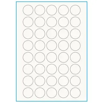 A4-Ø30, 100% Recycled 40 stansade etiketter/ark, Ø30 mm, benvit/matt, 75 ark - A4, A5 & A6 etiketter i ark