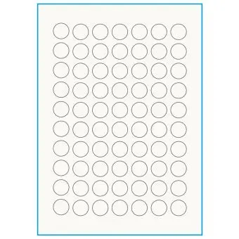 A4-Ø20, 100% Recycled 70 stansade etiketter/ark, Ø20 mm, benvit/matt, 75 ark - A4, A5 & A6 etiketter i ark