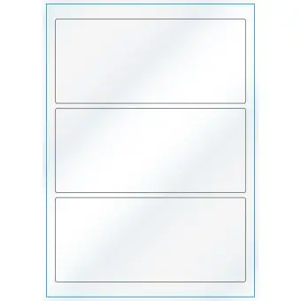 A4-3, Gloss, 3 stansade etiketter/ark, 198,0 x 85,0 mm, vit/gloss, 100 ark - Etiketter på A-4 ark, vit blank