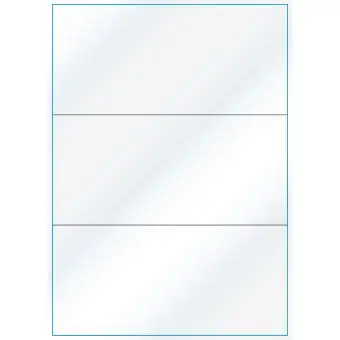A4-3 slids, Gloss, 3 stansade etiketter/ark, 210,0 x 98,4 mm, vit/gloss 100 ark - Etiketter på A-4 ark, vit blank