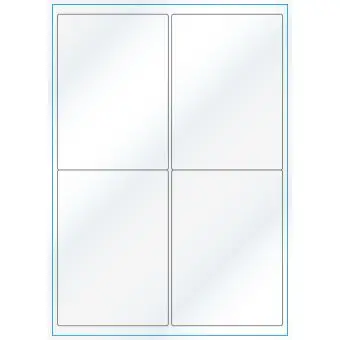 A4-4, Gloss, 4 stansade etiketter/ark, 99,1 x 139,0 mm, vit/gloss, 100 ark - Etiketter på A-4 ark, vit blank