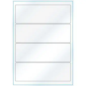 A4-4 smal,Gloss, 4 stansade etiketter/ark, 195,0 x 65,0 mm, vit/gloss, 100 ark - Etiketter på A-4 ark, vit blank