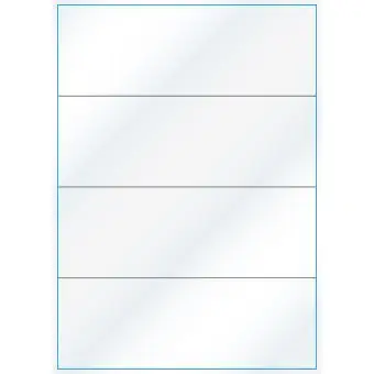 A4-4-smal slids, Gloss, 4 stansade etiketter/ark, 210,0 x 73,8 mm, vit/gloss  100 ark - Etiketter på A-4 ark, vit blank