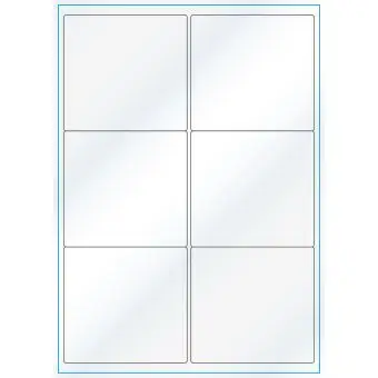 A4-6, Gloss, 6 stansade etiketter/ark, 99,1 x 93,1 mm, vit/gloss, 100 ark - Etiketter på A-4 ark, vit blank